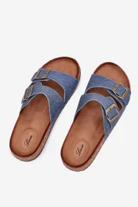 EVENTO Dámske Šľapky Na Korkovej Platforme S Prackami Tmavý Jeans Vesina