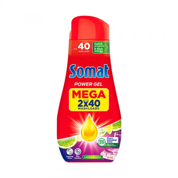SOMAT All-in-1 Gél do umývačky Lemon & Lime 2 x 720 ml 80 dávok