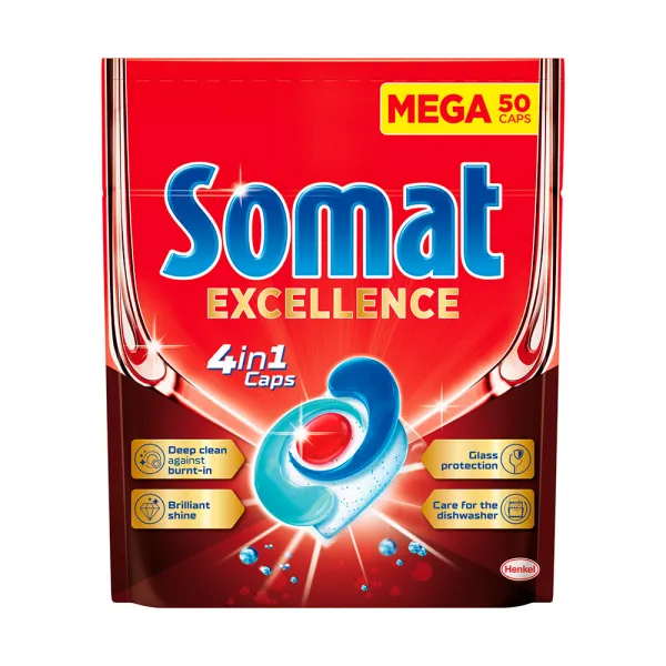 SOMAT Excellence 4in1 Kapsuly do umývačky 50 kusov