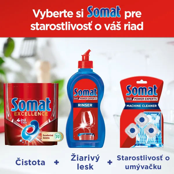 SOMAT Excellence 4in1 Kapsuly do umývačky 50 kusov