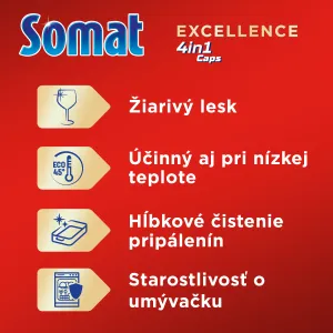 SOMAT Excellence 4in1 Kapsuly do umývačky 50 kusov