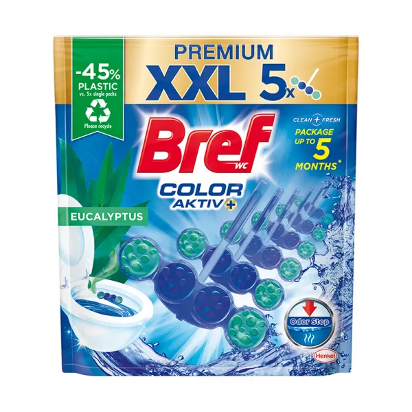 BREF Color Aktív Tuhý WC blok Eucalyptus 5 x 50 g