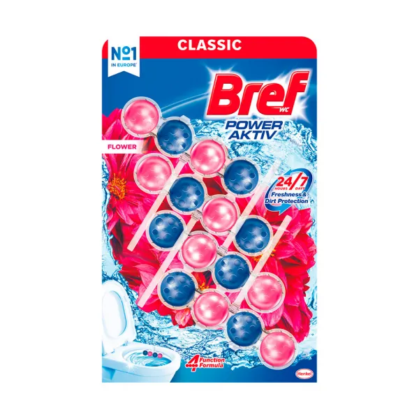 Bref Power Aktiv Flower tuhý WC blok 4 x 50 g 1bal