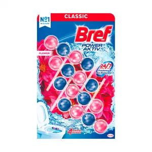 Bref Power Aktiv Flower tuhý WC blok 4 x 50 g 1bal