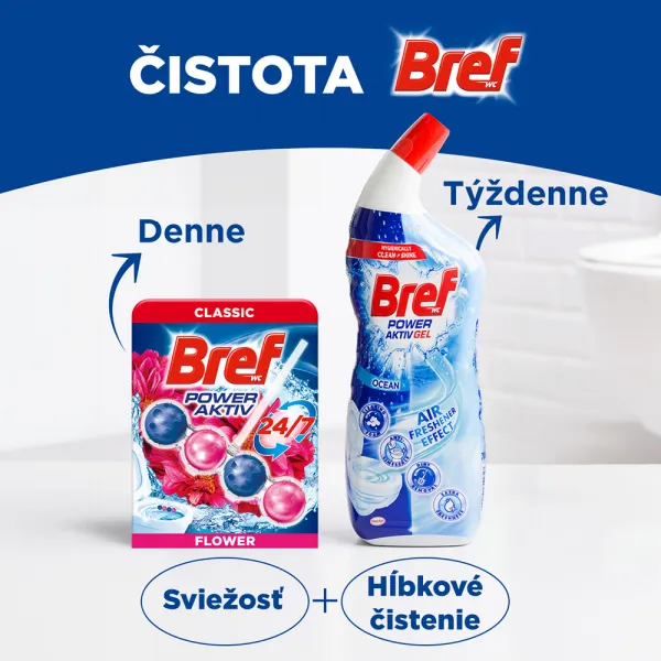 Bref Power Aktiv Flower tuhý WC blok 4 x 50 g 1bal