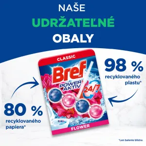 Bref Power Aktiv Flower tuhý WC blok 4 x 50 g 1bal