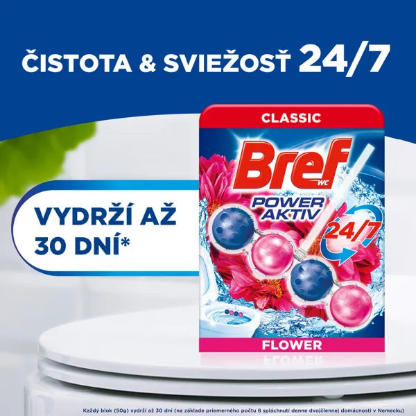 Bref Power Aktiv Flower tuhý WC blok 4 x 50 g 1bal