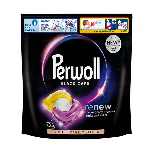 Perwoll Renew Black Caps koncentrovaný preddávkovaný prací prostriedok 35 praní 472,5 g 1ks