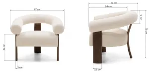 Krémové dizajnové kreslo KOKEI ALIA, dekor orech