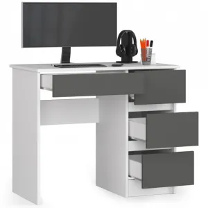 Ak furniture Písací stôl A-7 90 cm bílý/šedý pravý