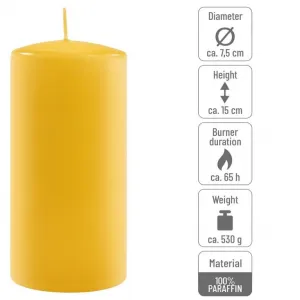 Sada stĺpových sviečok, 15 cm, Ø 7,5 cm, žltá, 2 ks