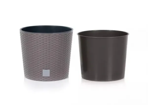 ProsperPlast Kvetináč RATO ROUND s vkladom | mocca 40 cm