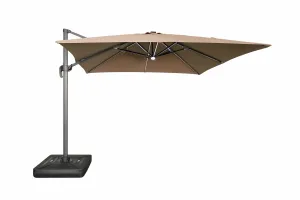 Záhradný slnečník Houseland Vexon s LED osvetlením 300x300 cm svetlohnedý