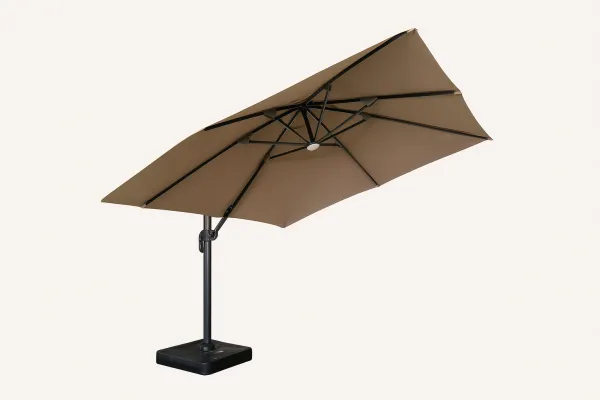 Záhradný slnečník Houseland Vexon s LED osvetlením 300x300 cm svetlohnedý