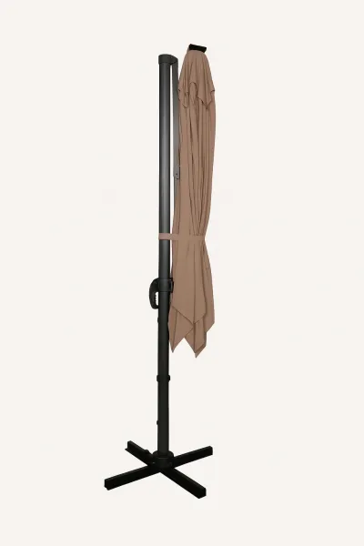 Záhradný slnečník Houseland Vexon s LED osvetlením 300x300 cm svetlohnedý