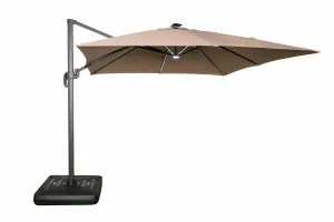 Záhradný slnečník Houseland Vexon s LED osvetlením 300x300 cm svetlohnedý