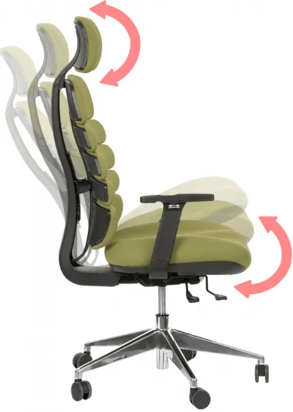 MERCURY Ergonomická kancelárska stolička SPINE zelená, s opierkou hlavy