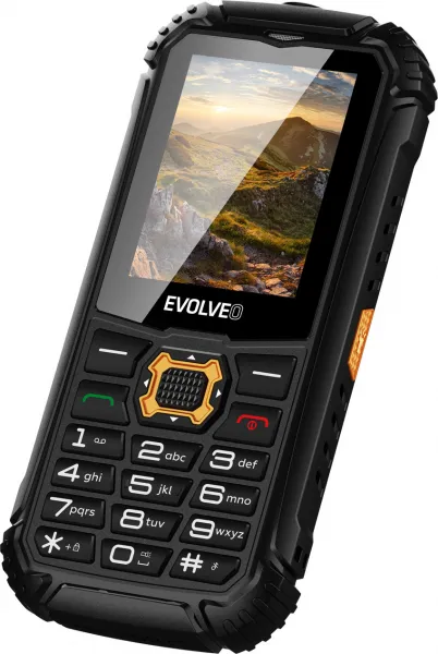 EVOLVEO StrongPhone Q1, vodotěsný odolný Dual SIM telefon, černo-oranžový