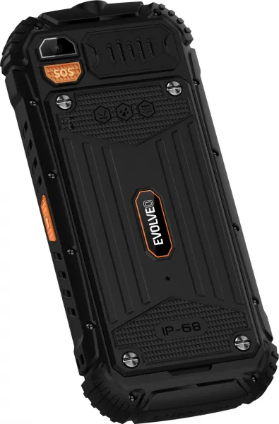 EVOLVEO StrongPhone Q1, vodotěsný odolný Dual SIM telefon, černo-oranžový
