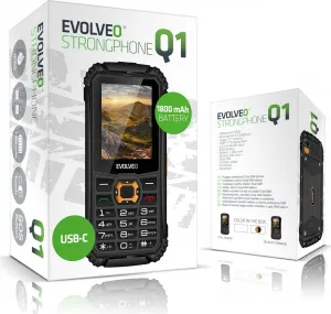 EVOLVEO StrongPhone Q1, vodotěsný odolný Dual SIM telefon, černo-oranžový