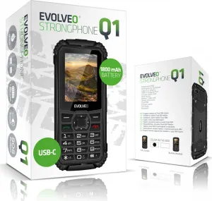 EVOLVEO StrongPhone Q1, vodotěsný odolný Dual SIM telefon, černý