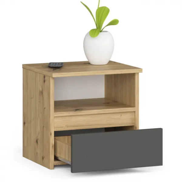 Ak furniture Noční stolek CL1 40 cm dub artisan/grafitově šedý