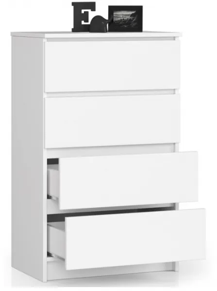 Ak furniture Komoda Kuba 60 cm - 4 zásuvky biela