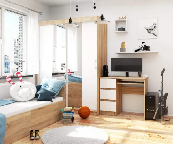 Ak furniture Písací stôl A-6 90 cm dub sonoma/biely ľavý