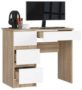 Ak furniture Písací stôl A-7 90 cm dub sonoma/biely ľavý