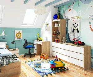 Ak furniture Písací stôl A-7 90 cm dub sonoma/biely ľavý