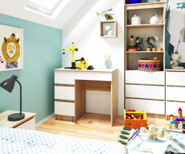 Ak furniture Písací stôl A-7 90 cm dub sonoma/biely ľavý