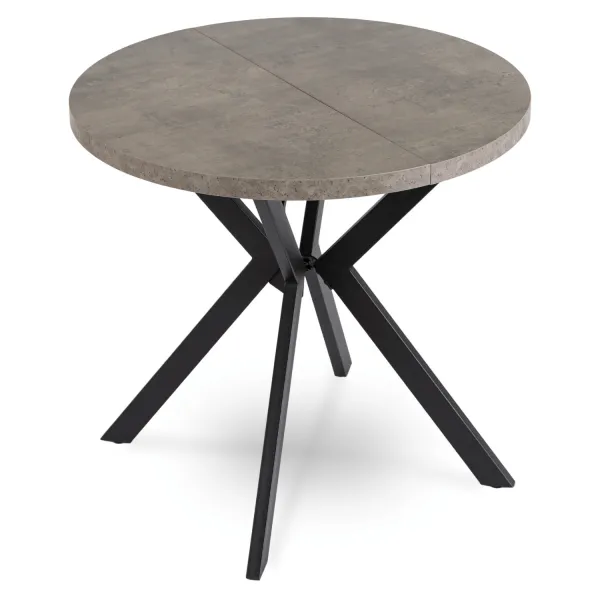 JAKS Okrúhly rozkladací stôl 80 - 160 cm betón čierny Dorian