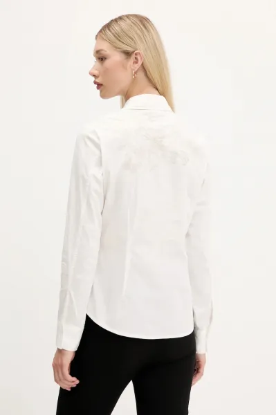 Košeľa Desigual BROIDFLO biela farba, regular, s klasickým golierom, 25WWCW13