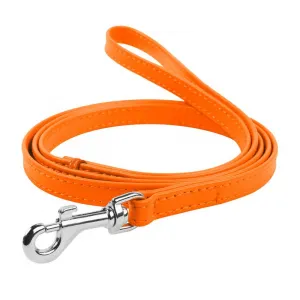 Ploché kožené vodítko oranžovej farby 122cm, šírka: 9 mm