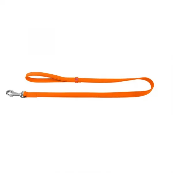 Ploché kožené vodítko oranžovej farby 122cm, šírka: 9 mm