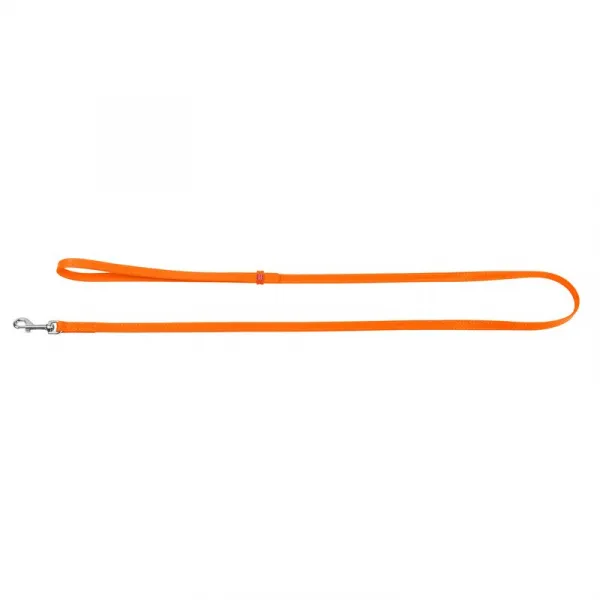 Ploché kožené vodítko oranžovej farby 122cm, šírka: 9 mm