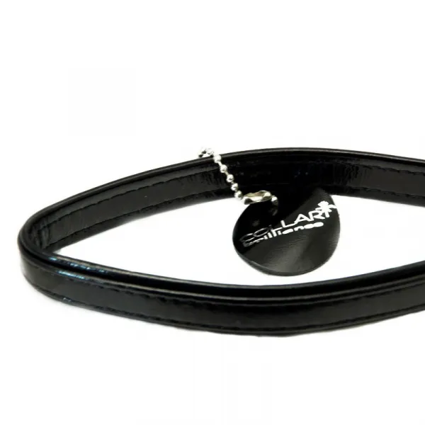 Lesklé čierne kožené vodítko 122cm, šírka: 18 mm