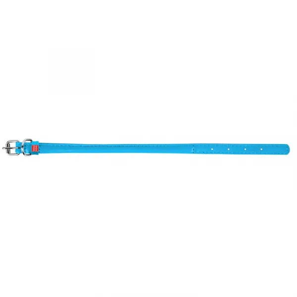 Okrúhly kožený obojok modrý, Obvod krku: 20-25cm, šírka obojku: 6mm