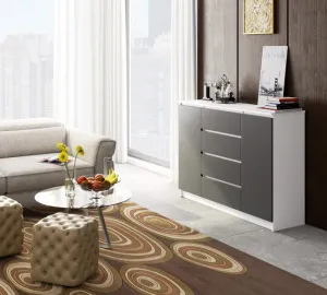 Ak furniture Komoda TOVE K 160 cm biela/grafit