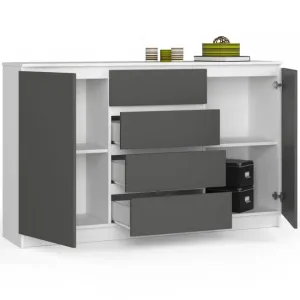 Ak furniture Komoda TOVE K 160 cm biela/grafit