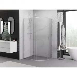 MEXEN/S - Exo štvrťkruhový asymetrický posuvný sprchovací kút 100 x 80, transparent, chróm 8132-100-080-01-00