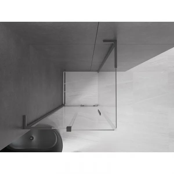 MEXEN/S - Velar L sprchovací kút, posuvné dvere 120 x 120, transparent, grafit metal 871-120-120-03-95