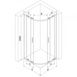 MEXEN/S - Exo štvrťkruhový posuvný sprchovací kút 80 x 80, transparent, chróm 8132-080-080-01-00