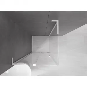 MEXEN/S - Velar L sprchovací kút, posuvné dvere 100 x 100, transparent, biela 871-100-100-03-20