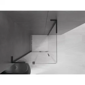 MEXEN/S - Velar L sprchovací kút, posuvné dvere 120 x 120, transparent, čierna 871-120-120-03-70