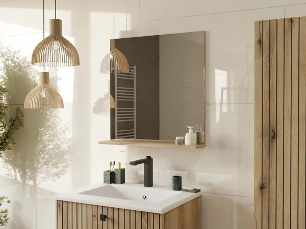TP Living Kúpeľňové zrkadlo s poličkou Voke 60 cm dub evoke