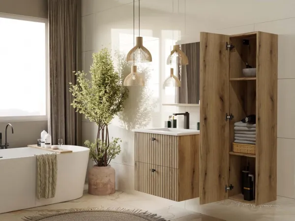 TP Living Kúpeľňové zrkadlo s poličkou Voke 60 cm dub evoke