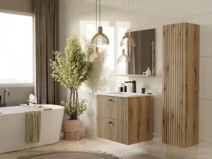 TP Living Kúpeľňové zrkadlo s poličkou Voke 60 cm dub evoke