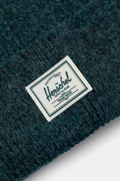 Čiapka s prímesou vlny Herschel Super Soft zelená farba, 50481-06551-OS