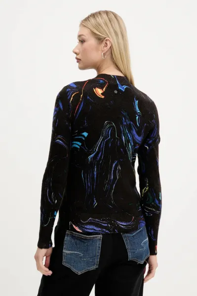 Sveter Desigual BUTTERFLY LACROIX čierna farba, ľahký, 25WWJF05